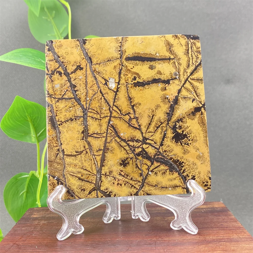 Natural Beautiful Landscape Painting Stone Slice Visual Viewing Beautiful Crystal Home Decoration Ornaments+Shelf