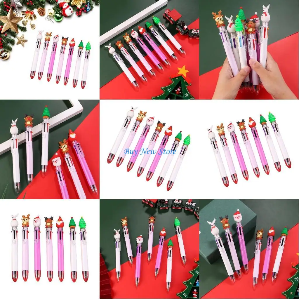 

20CE 7Pcs Multicolor Ballpoint Pen, 0.7mm 6-in-1 Barrels Ballpoint Pen Multiple Colors 6-Colors Retractable Ballpoint Pen