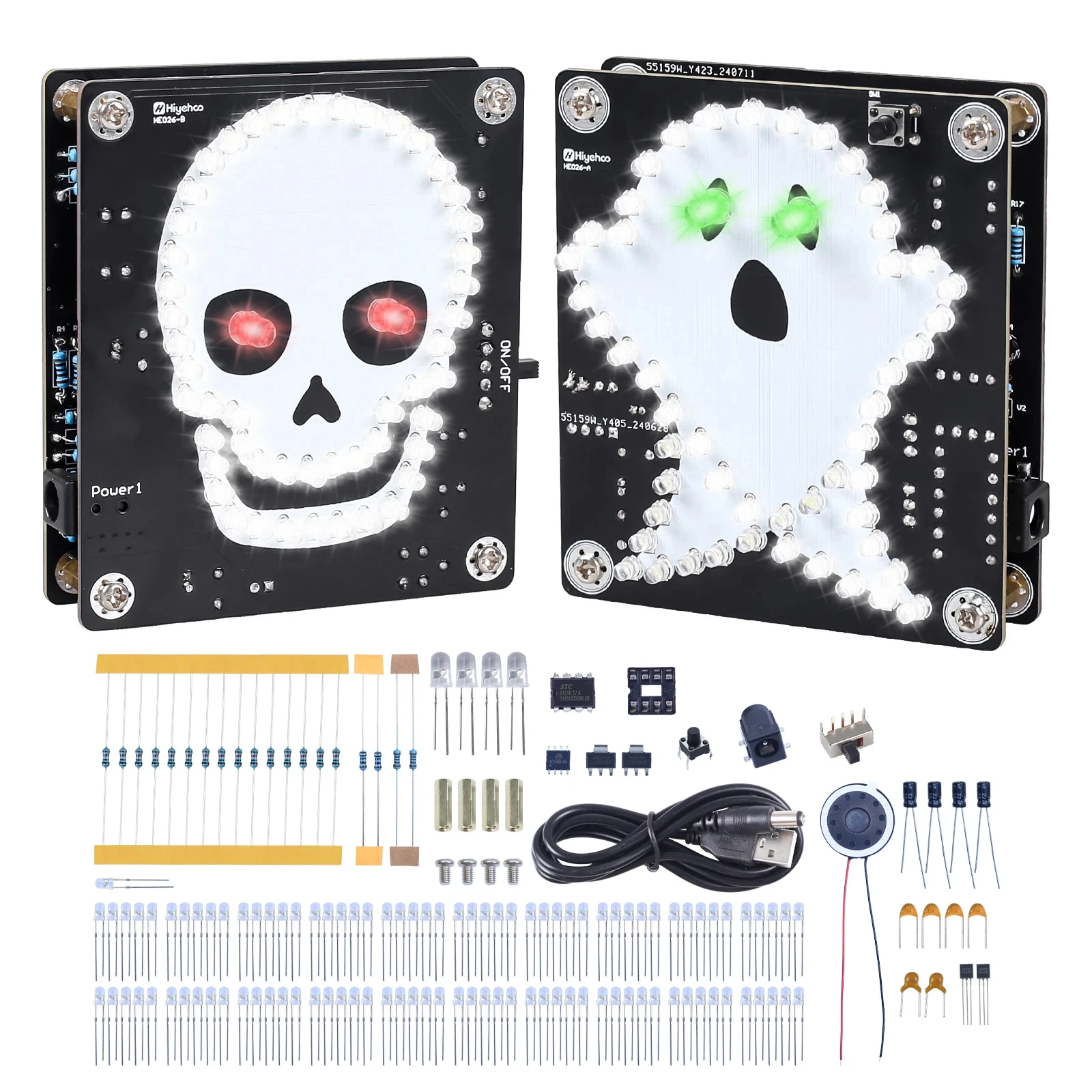 Halloween DIY Electronics Kit With Twinkling Eyes, Fun Skull Ghost Dynamic Kit, Welding Project, School Welding Assembly Practic