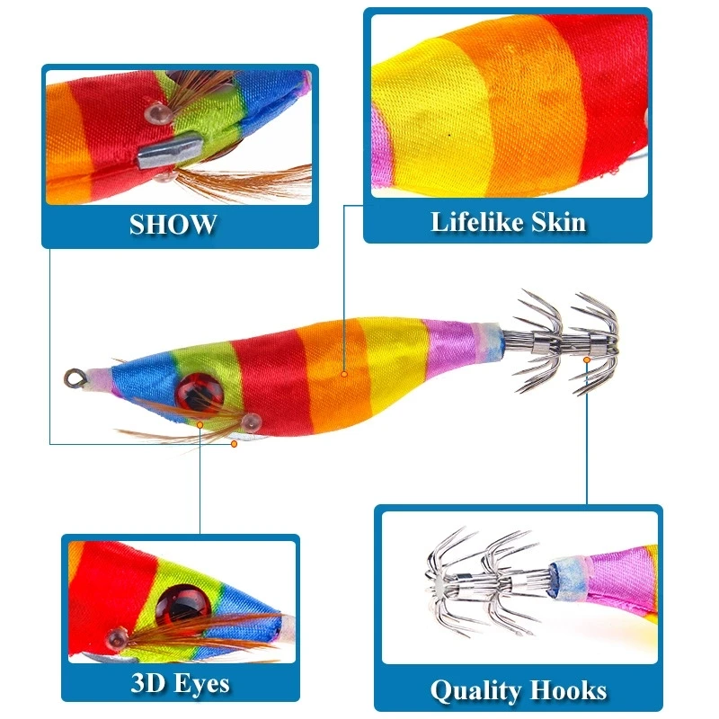 Señuelo camarón luminoso ojos grandes – Madera para calamares y pulpos - imagen 3