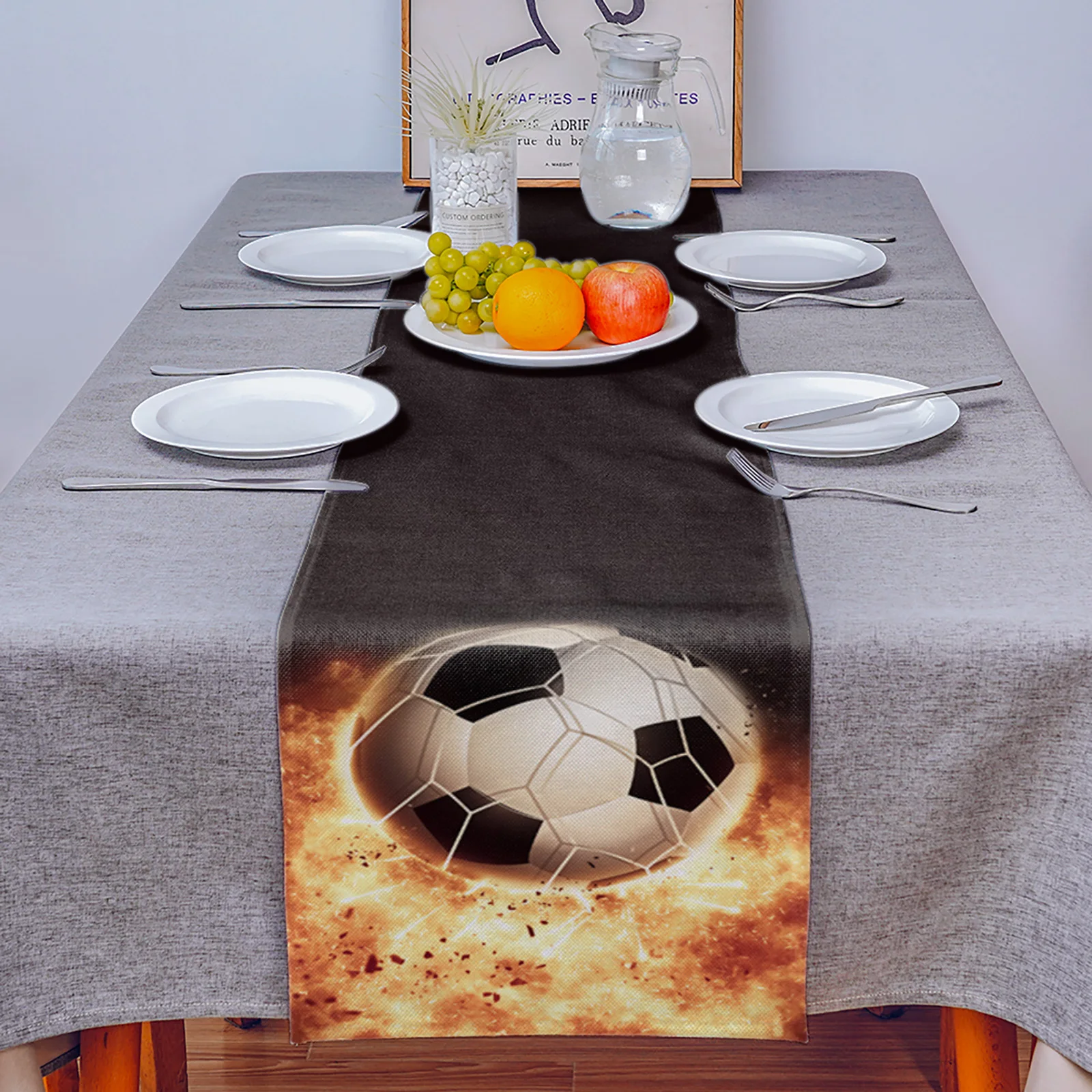 

New Flame Football Sports Pattern Table Flag Home Coffee Table TV Cabinet Decoration Fabric Wedding Table Decoration Table Flag