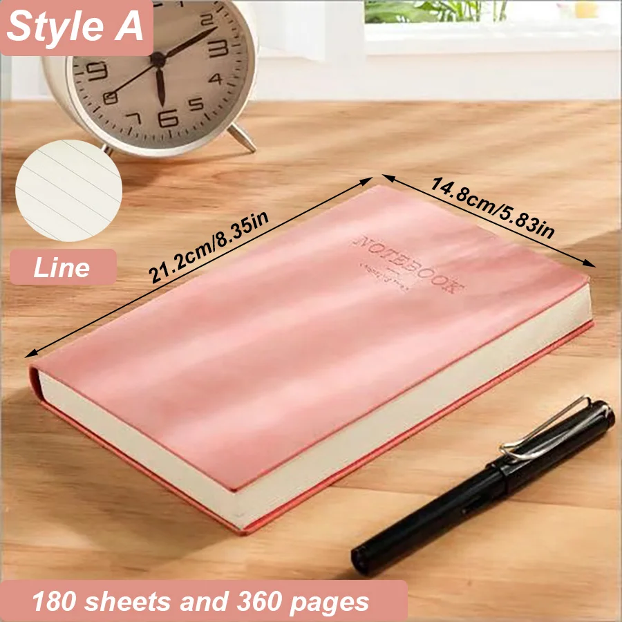 A5 Fake Leather Notebook 180 Sheets/360 Pages/Book,Horizontal Line Pages Waterproof Cover,Office Study Notes Supplies