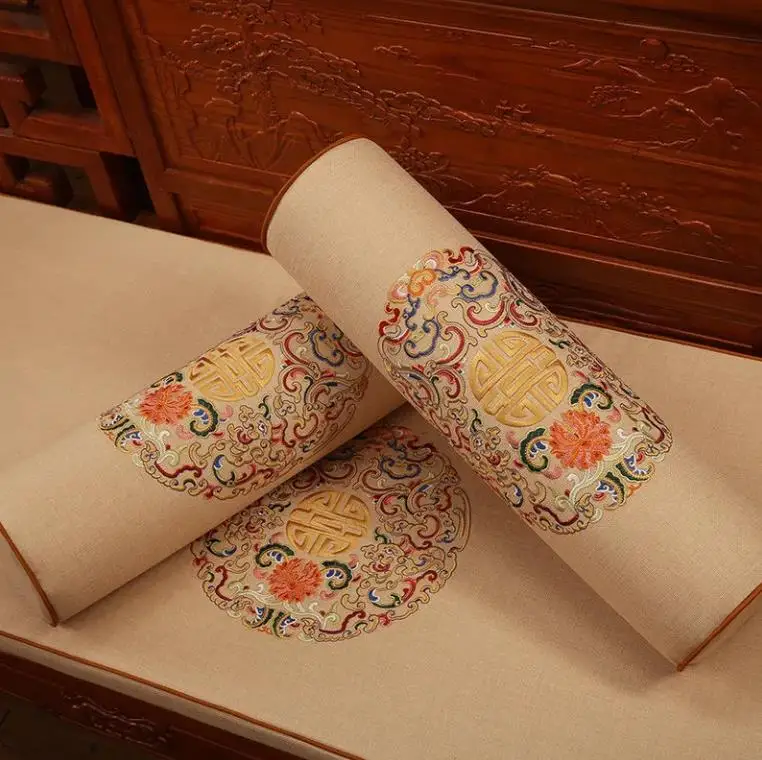 50/55/60cm Chinese ancient embroidered cylindrical cushion for mahogany sofa armrest waist pillow