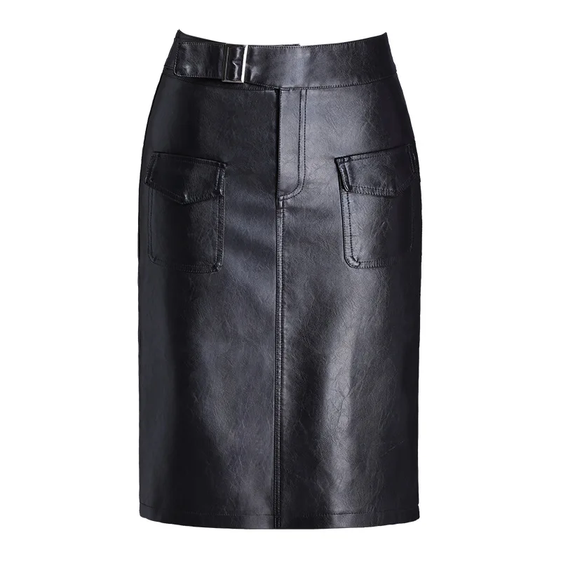 

ZXRYXGS 2025 New Fashion Autumn and Winter Skirt Premium Pu Leather Skirts Slimming Mid Length Women's Skirts