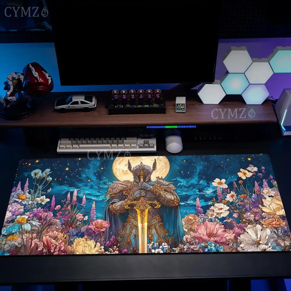 

Magnificent knight and romantic flower Mouse Pad Desk Mat with Stitched Edge anti-slip Durable offices accessories mouse mat
