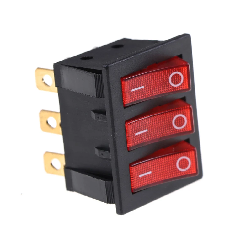 KCD3 34*40 Big Rocker Switches With Red Light Three-Way Switch 9 Pin 2 Position