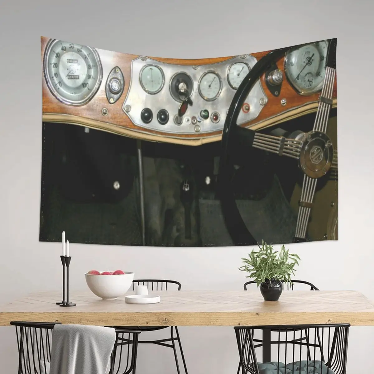 

1948 MG "TC" Sports Dashboard Tapestry Mushroom Aesthetic Room Decoration Home Decorators Tapestry
