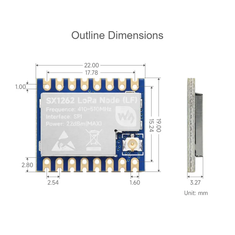 Core1262 HF LoRa Tech, Puce SX1262, Communication Longue Portée, Anti-Interabovor, Adapté à la Bande Pad GHz