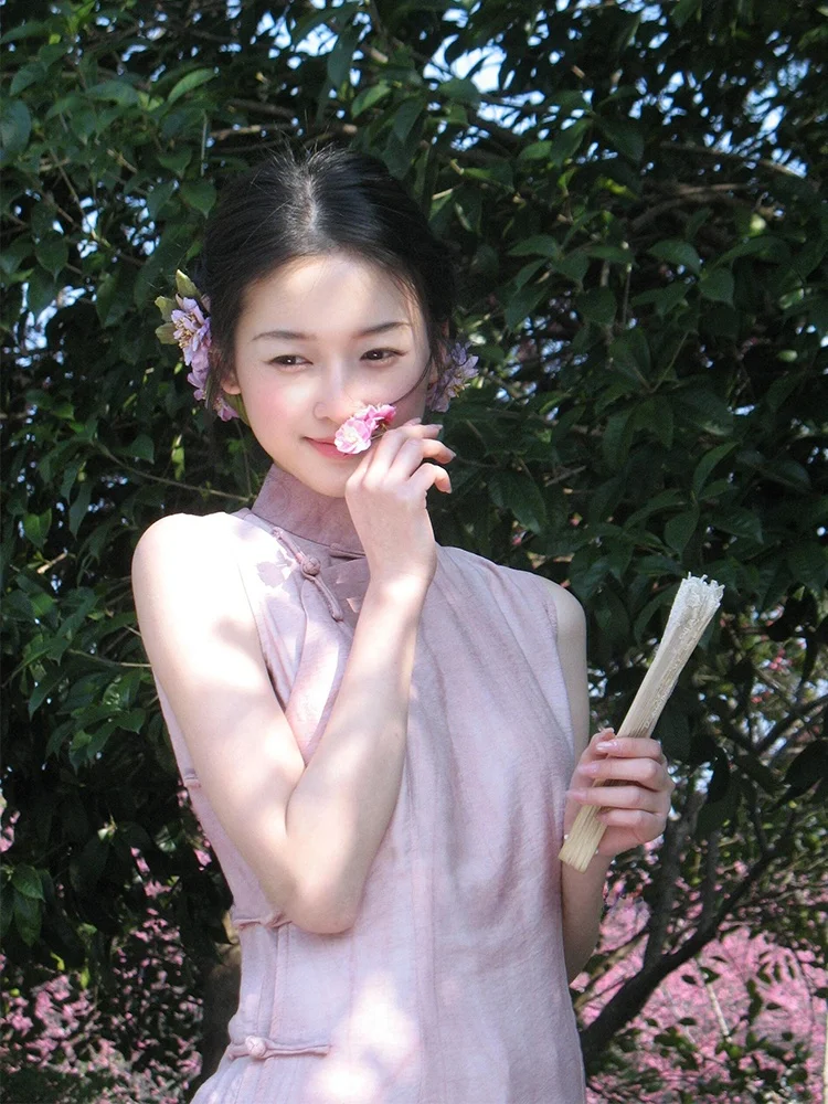 

New Chinese Sle Women's Dr High Waist Gauzy Fabric Vintage Button Ele Long Waist-Cinching Bodycon Skirt