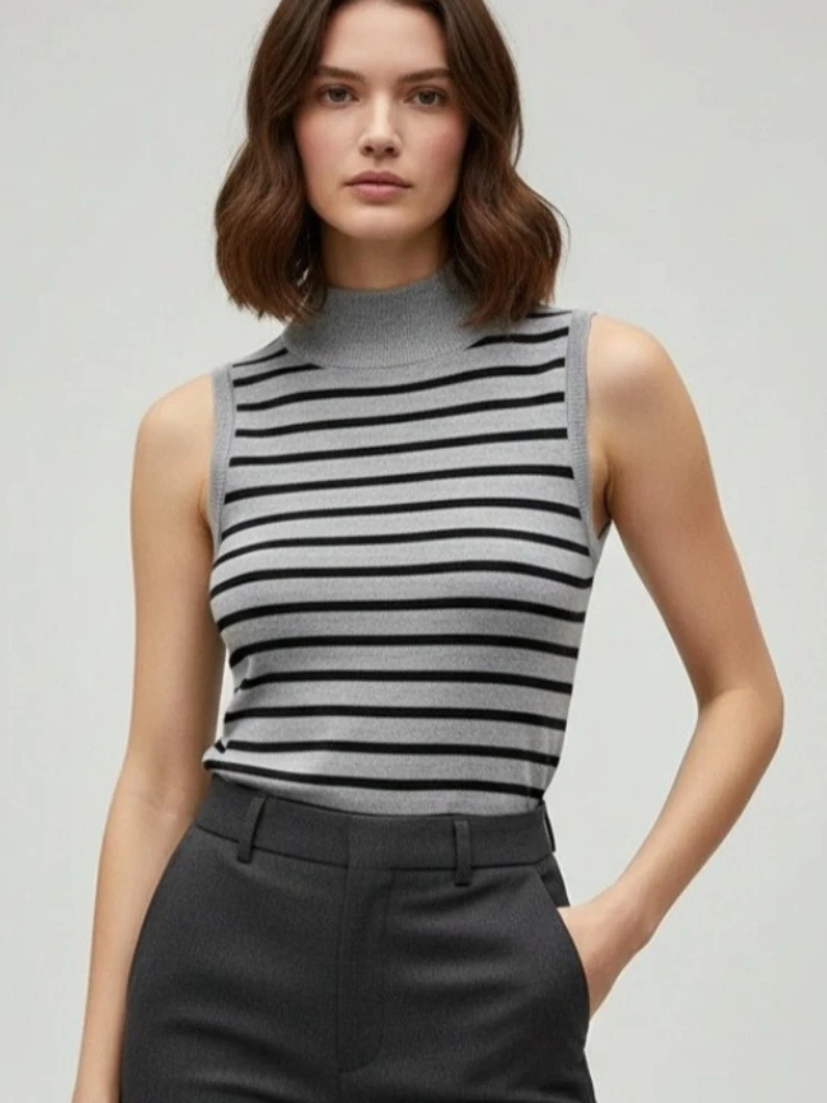 

Женский свитер-жилет 2026: летний, мягкий, вязаный, офисный, приталенный, повседневный, однотонный, в полоску, для женщин