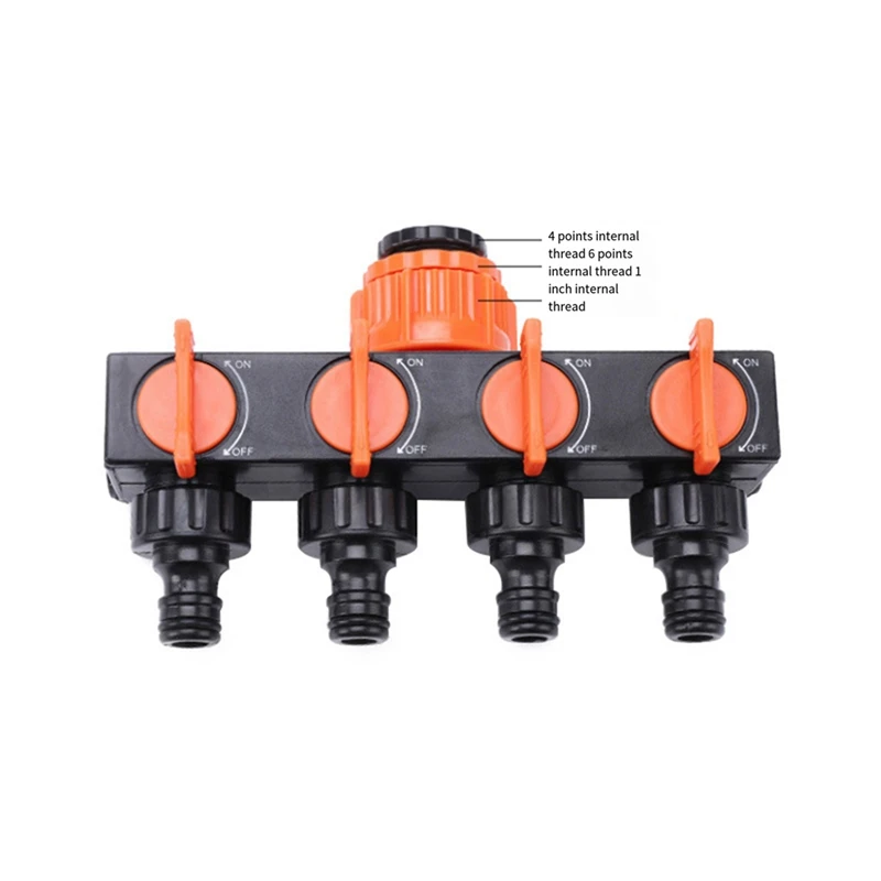 Versatile 4-Way Faucet Dispenser With On/Off 4-Way Valve Connector, Suitable For Outdoor Gardens & Vegetable Gardens.