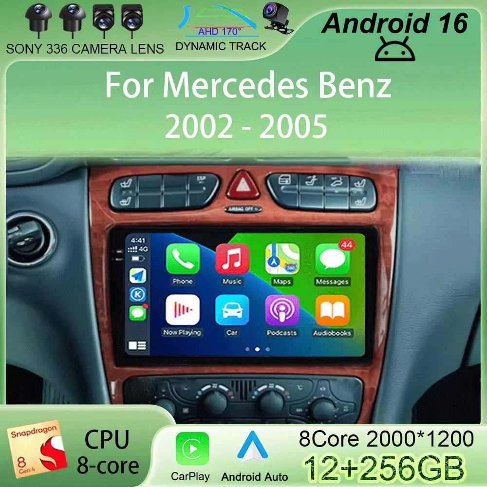 

Android 16 Car Radio For Mercedes Benz C Class W203 C200 C320 C350 CLK W209 2002 - 2005 Car Stereo Multimedia Player NO DVD