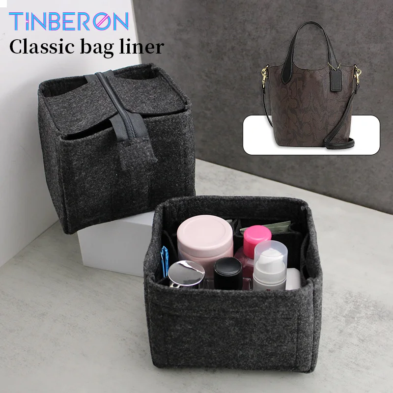 

TINBERON Bucket Bag Organizer Insert Felt Cloth Makeup Bag Large Capacity Bag Inner Liner Cosmetic Organizer Handbag Accessories