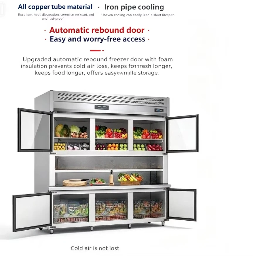 R290 Single-Temperature 4-Door Freestanding Energy Saving 304 Stainless Steel Display Fridge Freezer Commercial Use School