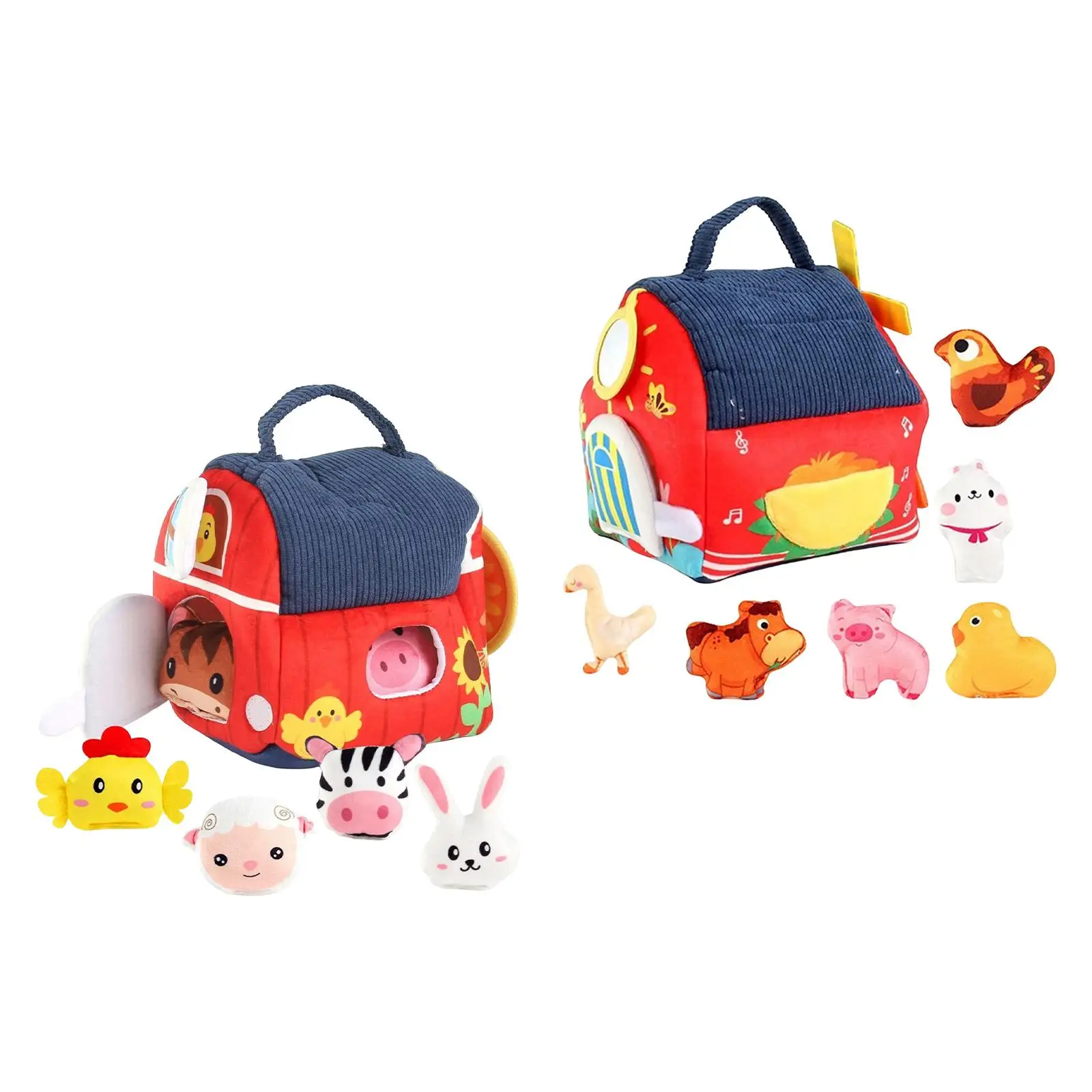 Juguetes de animales de granja, juego de peluche, juguete de educación temprana, animales de peluche para 0-6 6-12 meses