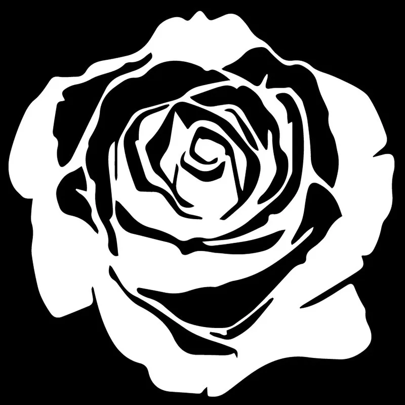 Car Stickers Rose Flower Fashion Creative PVC Car Decoration Accessories Decals Waterproof Sunscreen Black/white,17cm*17cm