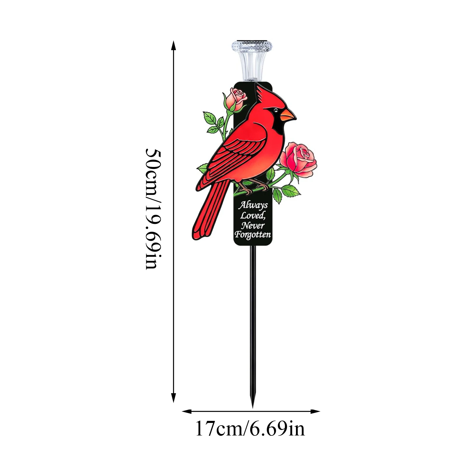 1PCS Solar Powered Memorial Stake Maroon Cardinal Garden Light Always Loved Never Forgotten Sympathy Gift Grave Marker 2026