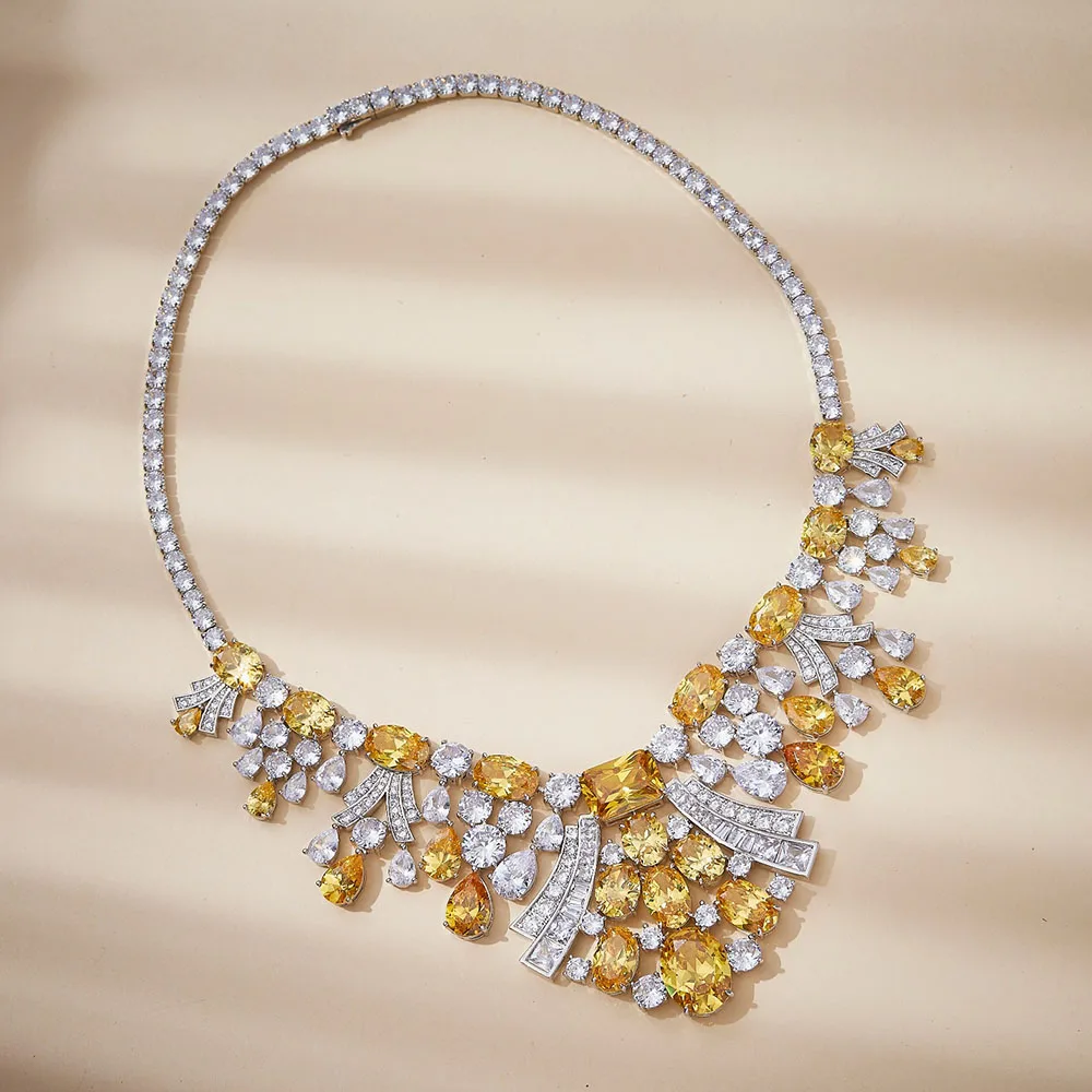 

Luxury Heavy Industry Yellow Necklace Women's Banquet Gorgeous Accessories Brand Jewelry High Quality Party Wedding New