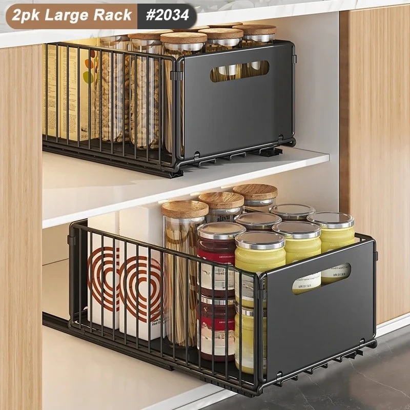 

Customizable Kitchen Storage Rack Pull Out Cabinet Organizer Slide Drawer Storage Tray Seasoning
