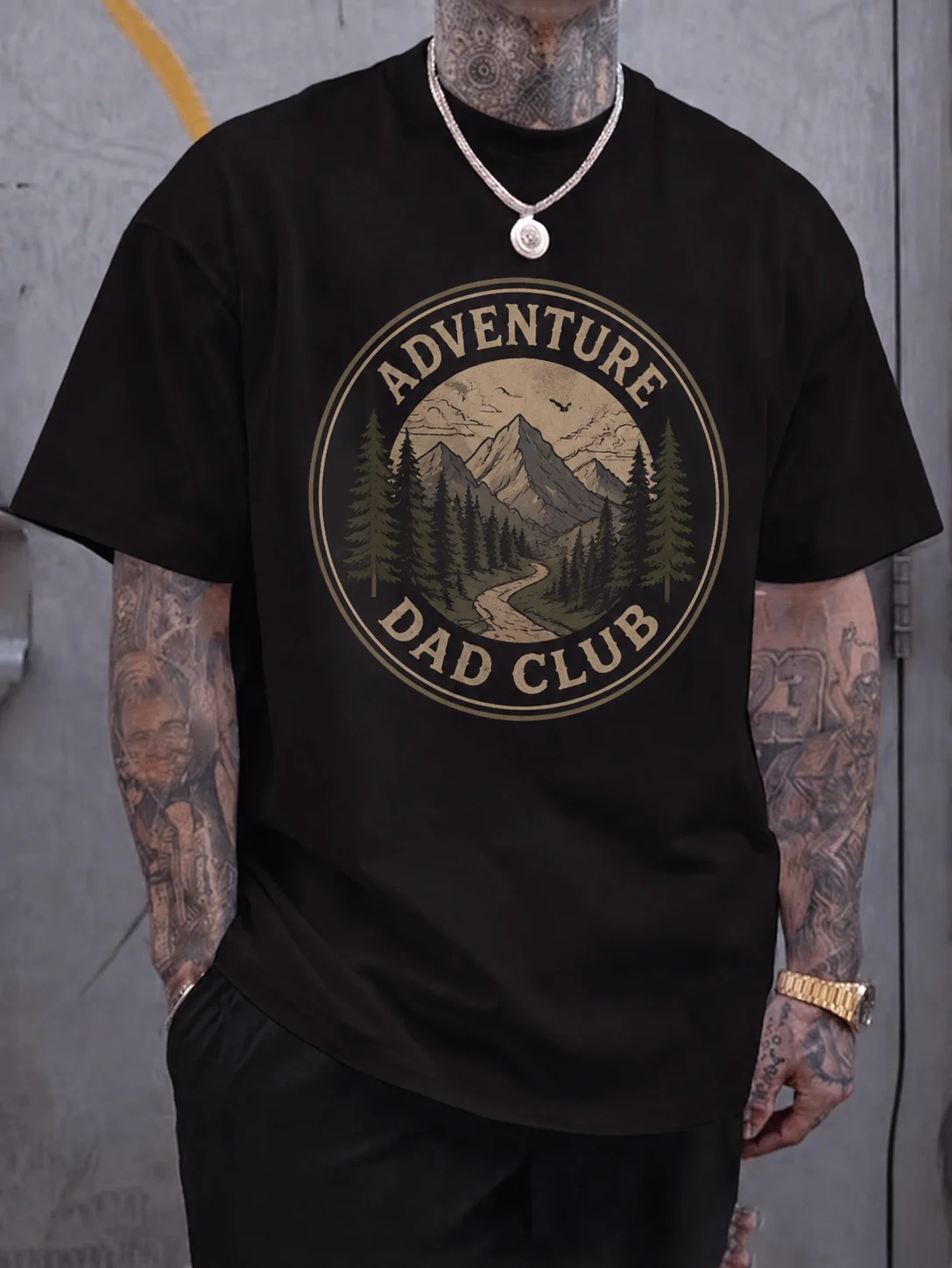 

Men Graphic t Shirt Short Sleeve Classic Fit Adventure Mountain Dad Club Vintage Retro Print Streetwear Outdoor Casual Travel