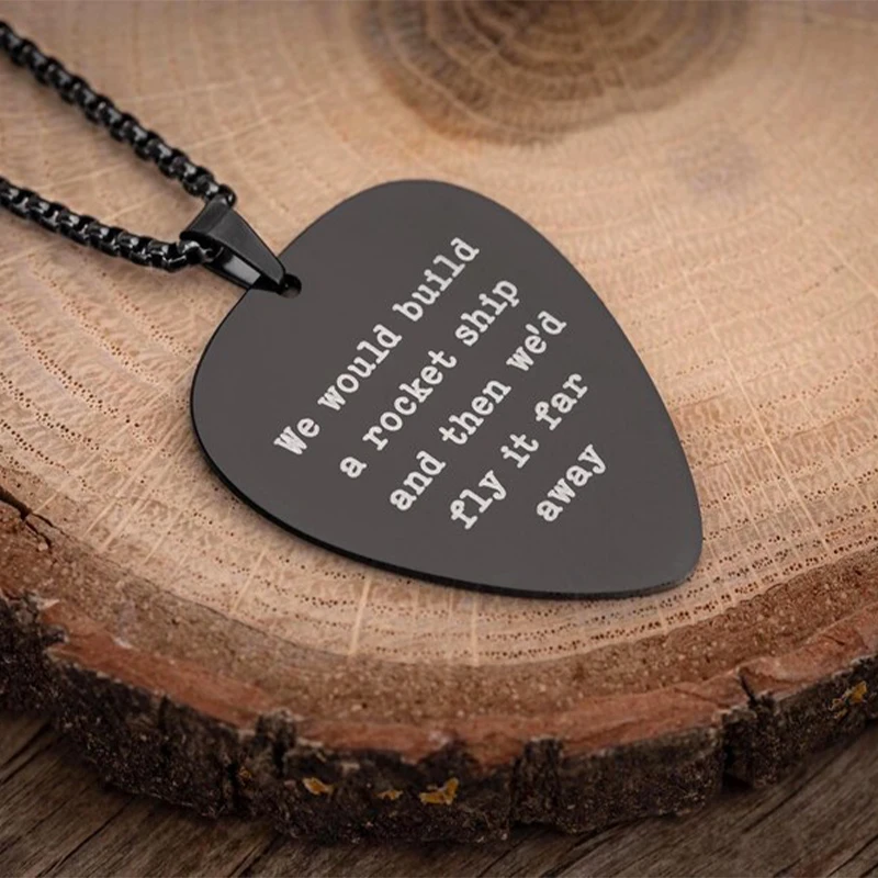 Customized Guitar Pick Necklace Unique Gift for Guitarists with Customizable Image Fingerprint And Name Perfect For Boyfriend