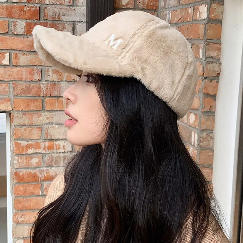 Winter Plush Baseball Cap Fur Thicken Warm Casual Hip Hop Hats All-match Sports Cap For Women Men