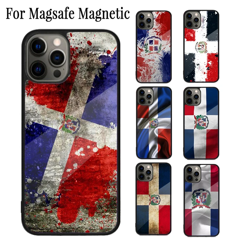 Flag of Dominican Republic Magnetic Phone Case Coque For iPhone 16 15 14 Plus 13 12 Mini 11 Pro Max Magsafe Wireless Cover