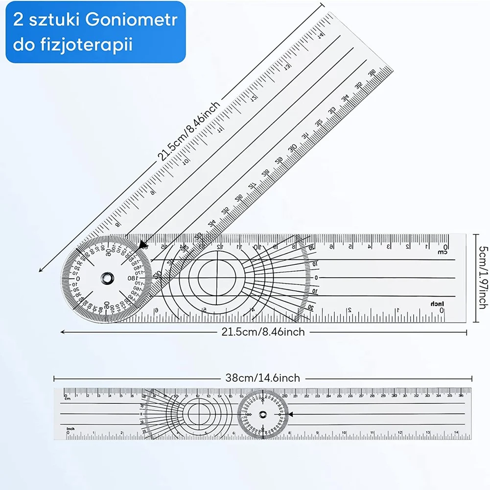 4 Pieces Goniometer Physiotherapy 360 Degree Rotation Protractor Physiotherapy PVC for Physiotherapy, Sports Therapy