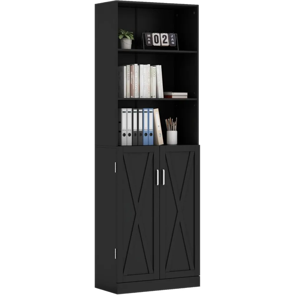 

6-уровневая регулируемая книжная полка в стиле фермерского дома с дверцей, 70 высотных витрин