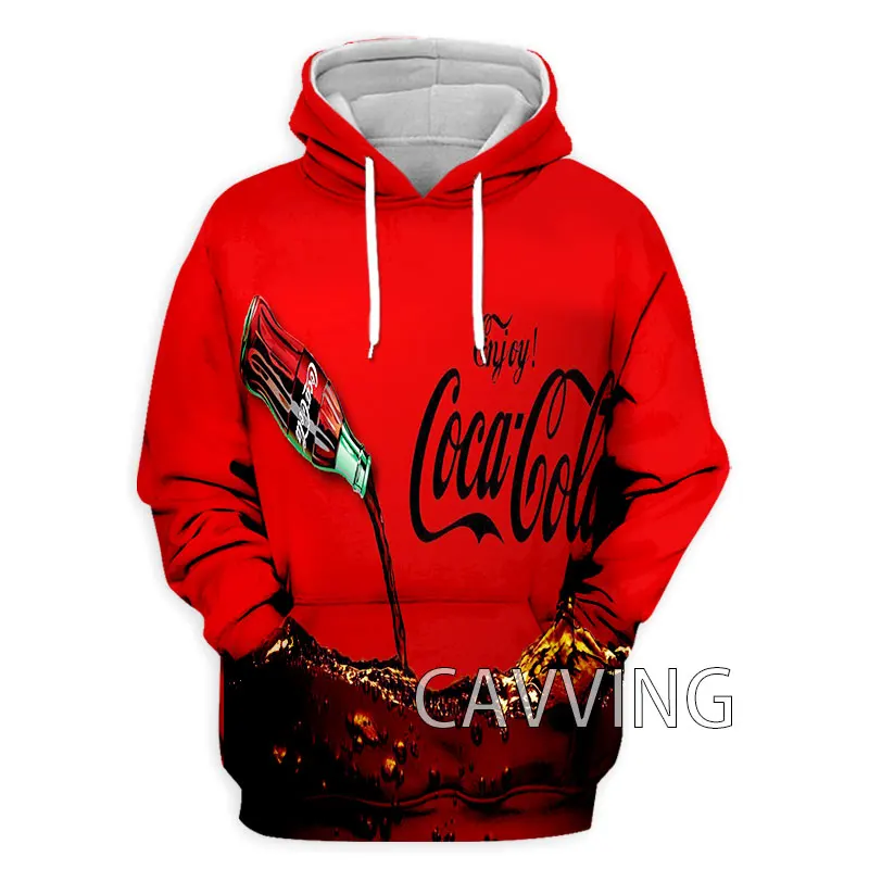 CAVVING 3D dicetak Coke Hoodie Sweatshirt bertudung Harajuku Hoodie Sweatshirt atasan pakaian untuk wanita/pria H01