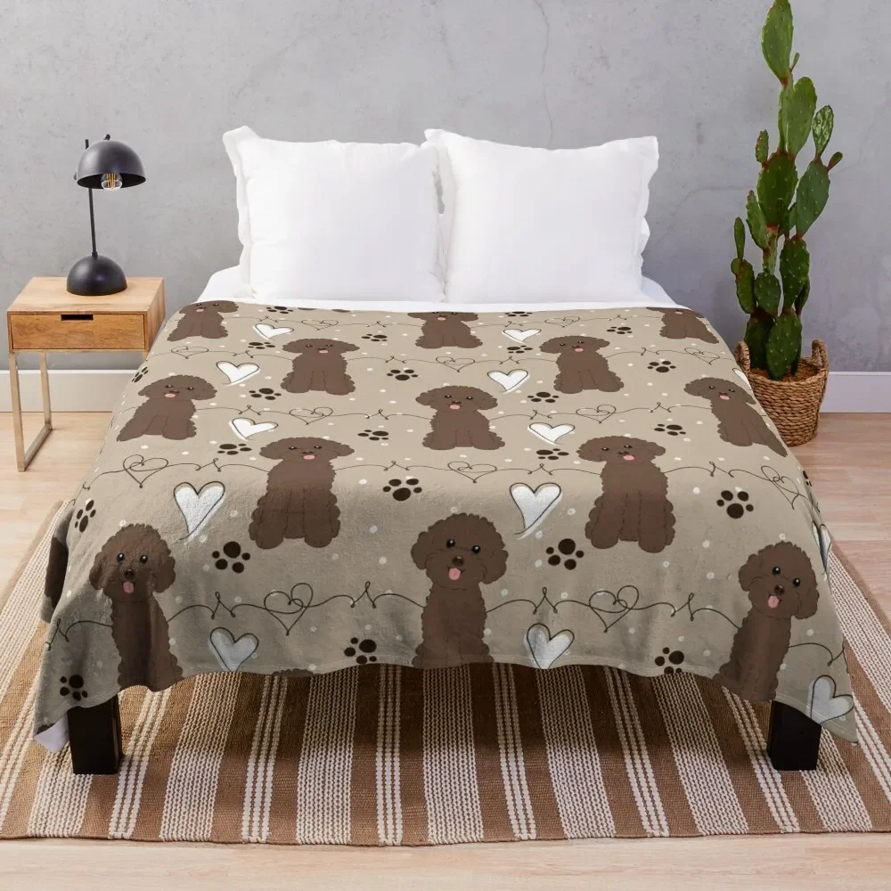 

LOVE Chocolate Toy Poodle Throw Blanket Furrys Thin Thermals For Travel for winter Blankets