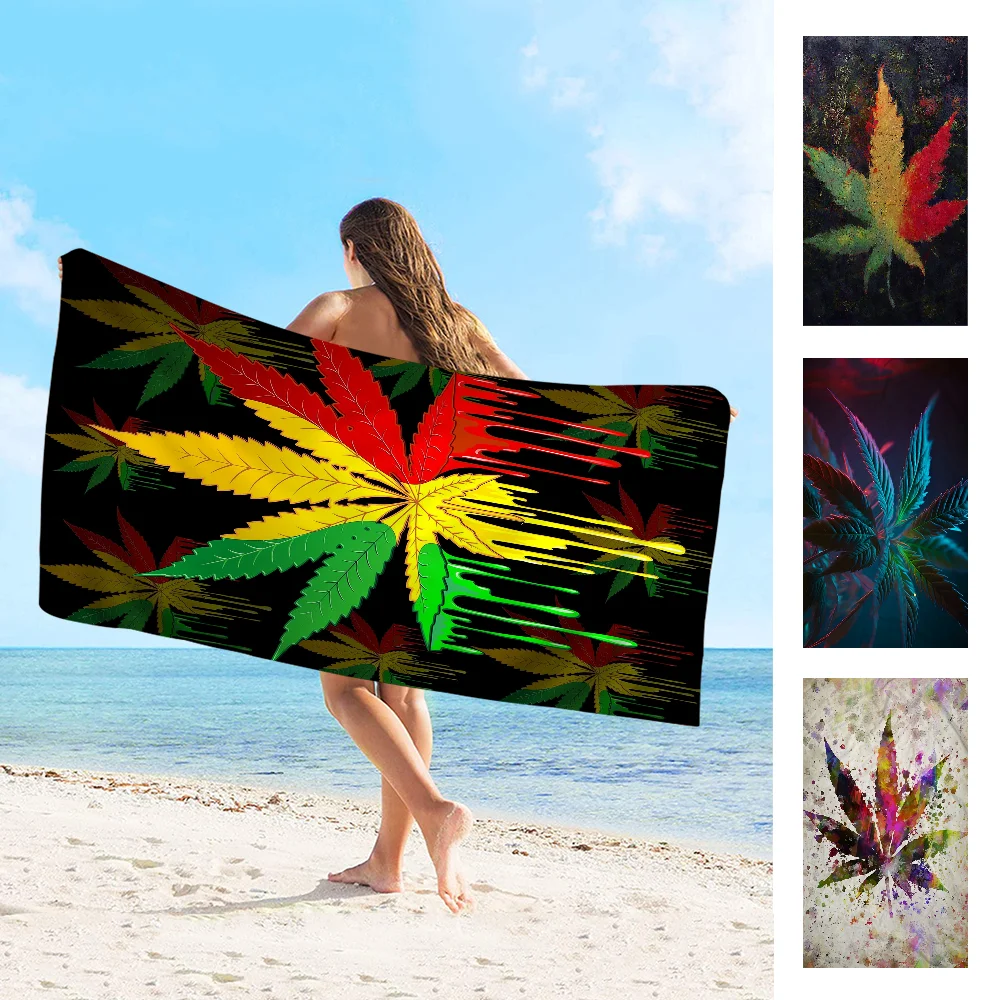 

Weed Leaves Beach Towel For Kids Personalized Bath Towel Pool Towel Vacation Gift Picnic Towel Party Gift