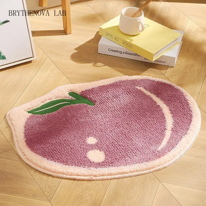 Cute Fruit Shape Bathroom Mat Peach Lemon Floor Rug Anti Floor Slip Carpet Bedside Doorway Toilet Soft Comfortable Bath Rug
