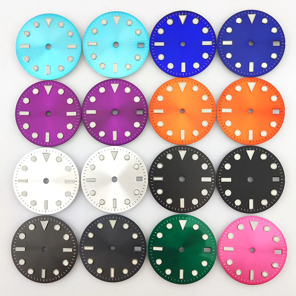 28.5mm NH35 dial blue green luminous dial Men's Diving watch dial Replacement Accessories Fit NH34 NH35 Movement Watch dial