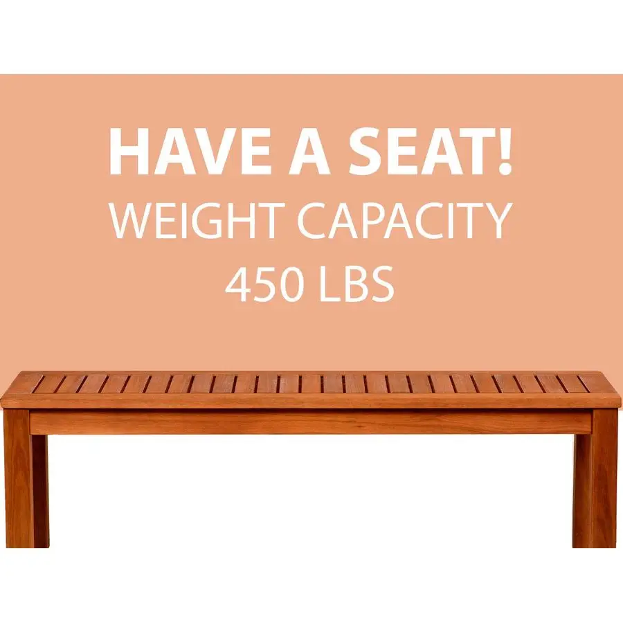 Aster Backless Patio Eucalyptus Wood مثالية للأماكن الخارجية والداخلية، 53، مقعد بني #5