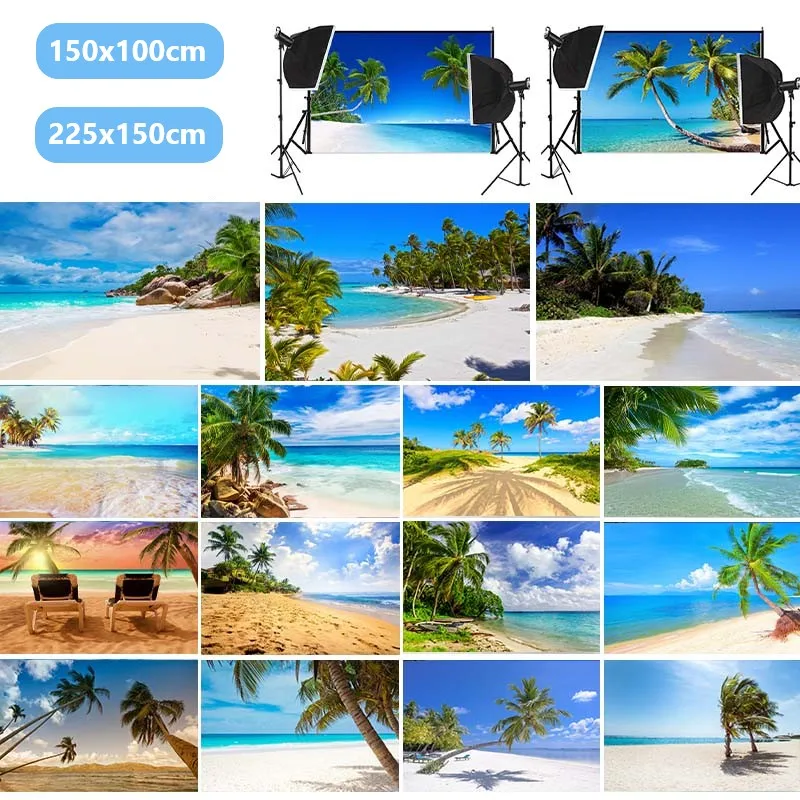 5x3ft/7x5ft Summer Seaside Beach Theme Vinyl Photography Background Cloth Photo Print Studio Props Home Wall Backdrop Decoration