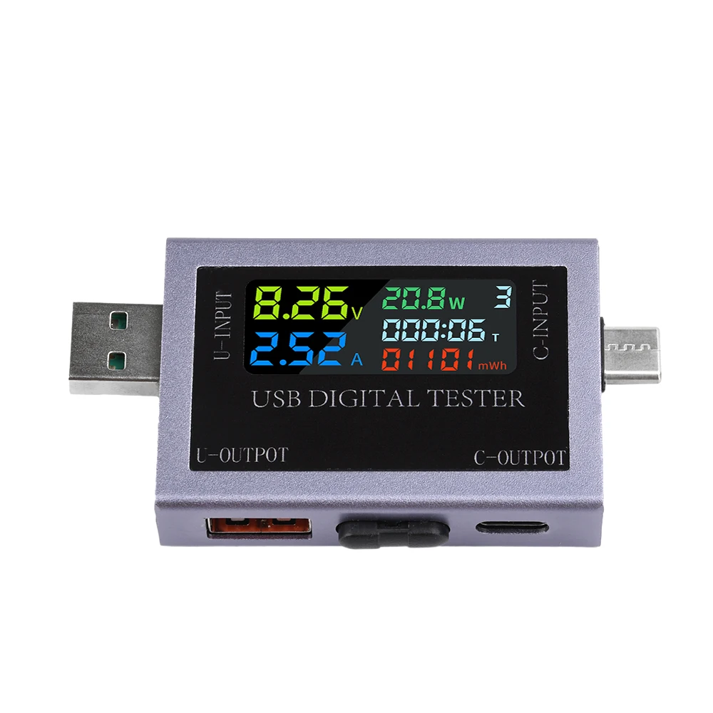 Type-C Tester DC Digital Voltmeter Amperimetro Current Voltage Meter Amp Volt Ammeter Detector Power Bank Charger Indicator 0-8A