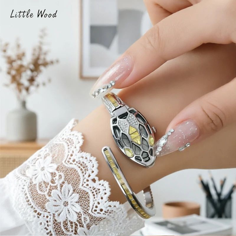 

LITTLE WOOD New Women's Bracelet Watch Snake-Style Women's Quartz Wristwatch Unique Fashion Accessories Gift relogio feminino
