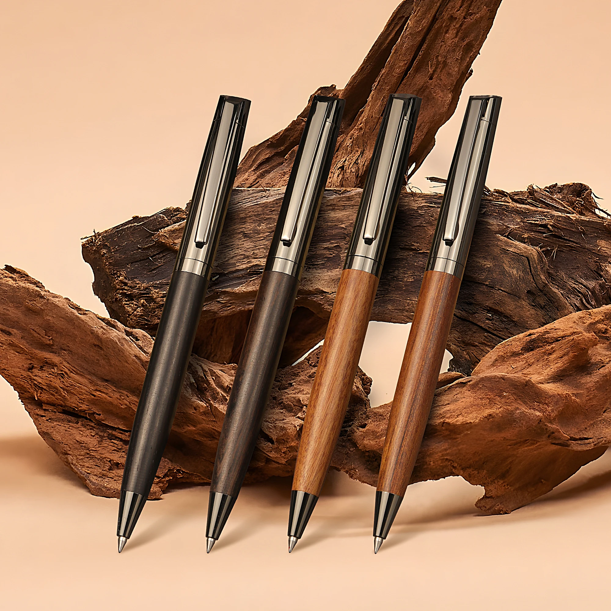 Bolígrafo de Alta Gama con Cuerpo de Metal y Madera, Escritura Suave, Diseño Minimalista y Elegante, Tinta Negra, Ideal para Uso en Oficinas y Negocios