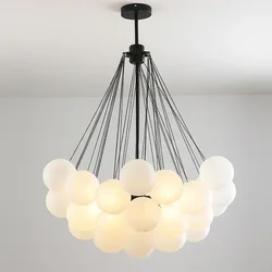 Nordic Bubble Glass Chandelier for Living Dining Table Room Decoration Frosted Glass Gold Black LED Ceiling Pendant Light