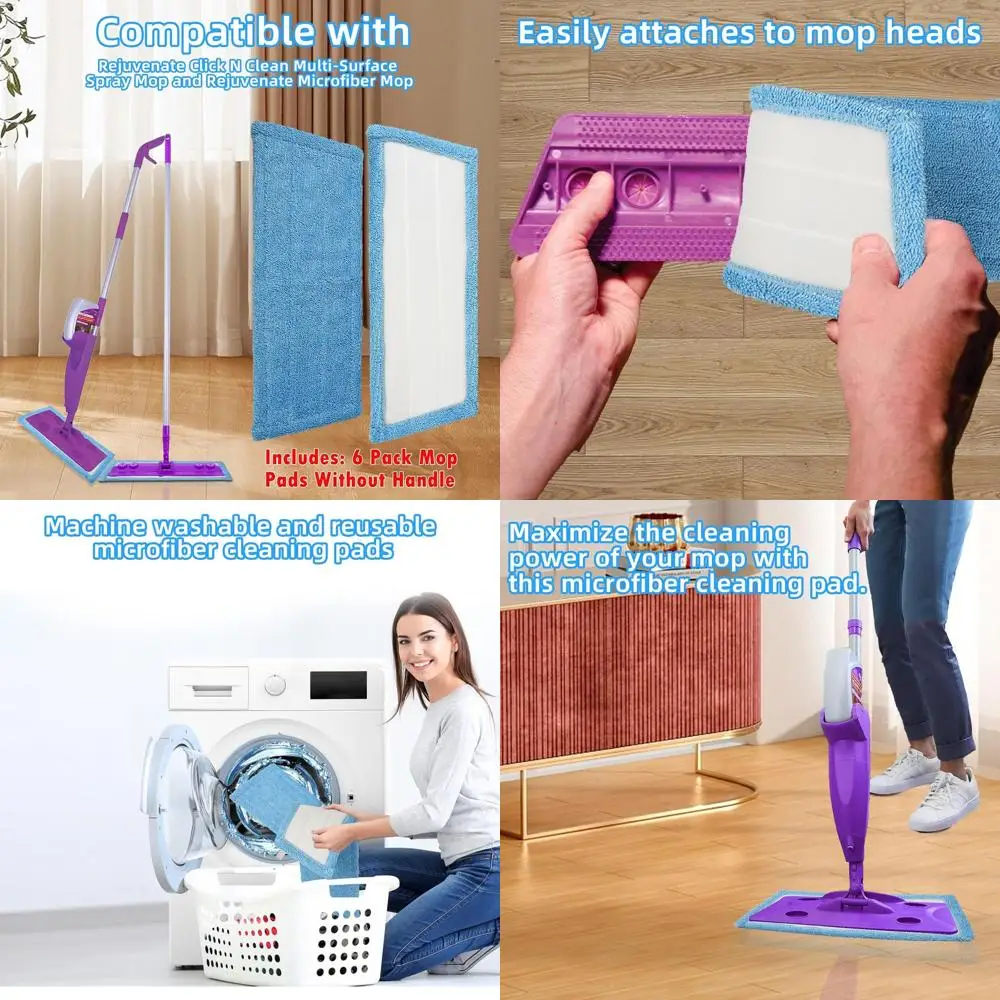 

Омолоджуйте сменные подушечки для швабры из микрофибры, 6 шт., совместимые с шваброй Click N Clean Spray, можно стирать в машине для всех полов