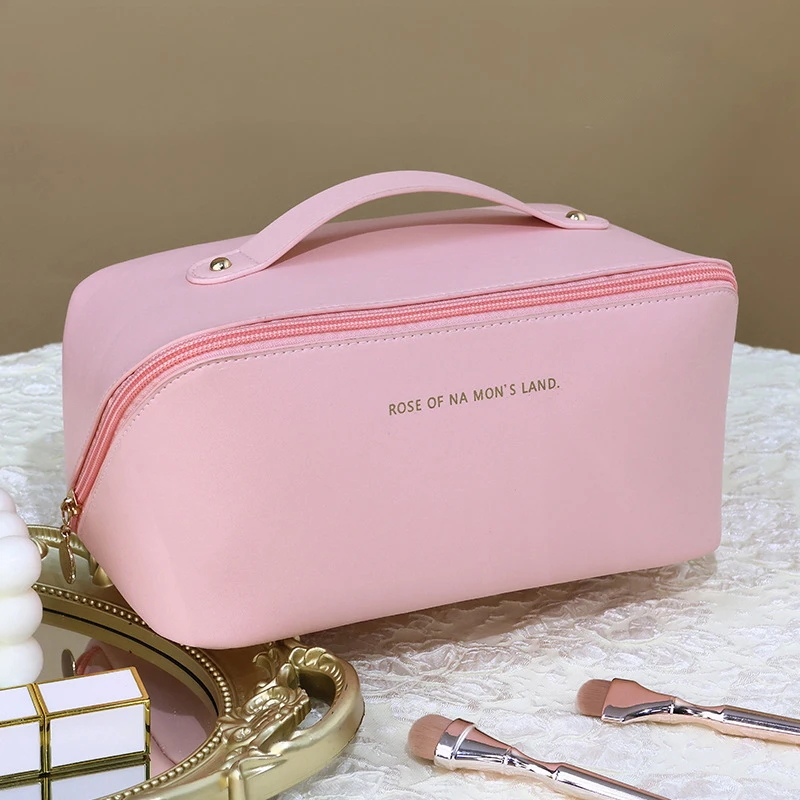 Borsa per cosmetici in pu di grande capacità in borsa per cuscino portatile borsa per cosmetici da donna esci borsa per il lavaggio
