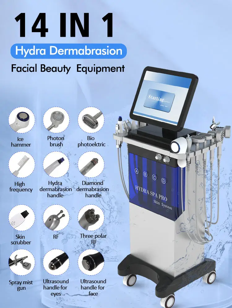 High Quality Multifunctional 14 in 1 Dermabrasion Oxygen Jet Peel Machine For Facial Deep Cleaning