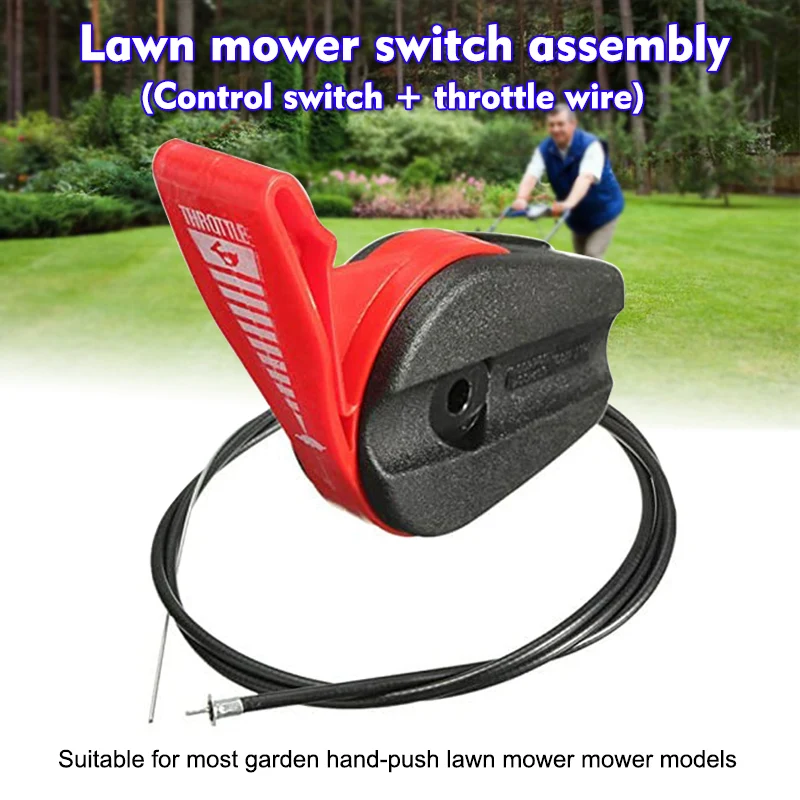 ​Podoy Lawn Mower Throttle Cable Control Switch Lever Handle Kit Universal 65