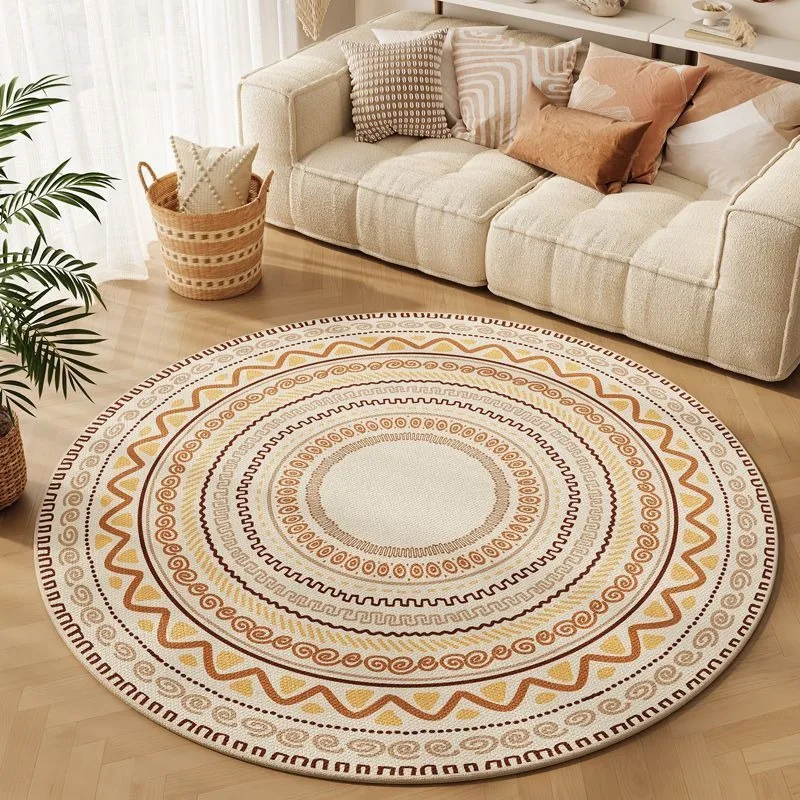 Minimalist Style Round Rug Non-Slip Circle Carpet for Living Room Floor Mat for Chair Coffee Table Bedside Decoration So Modern