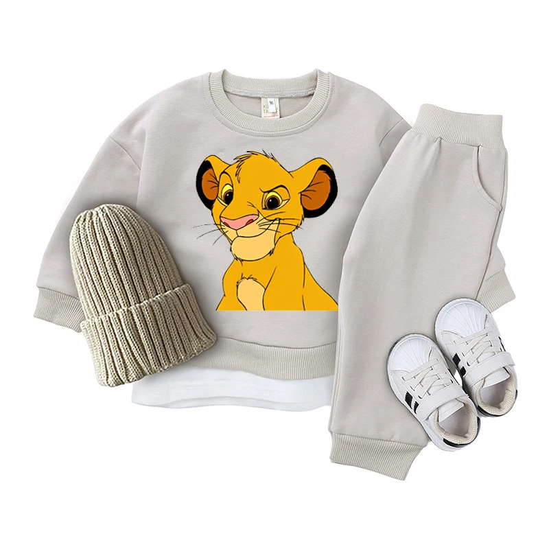 0-5 Years Kids Clothes Sets Baby Boys Girls Cartoon Lion King Print O-Neck Sweatshirt+Pants 2pcs Suits Toddler Tracksuits