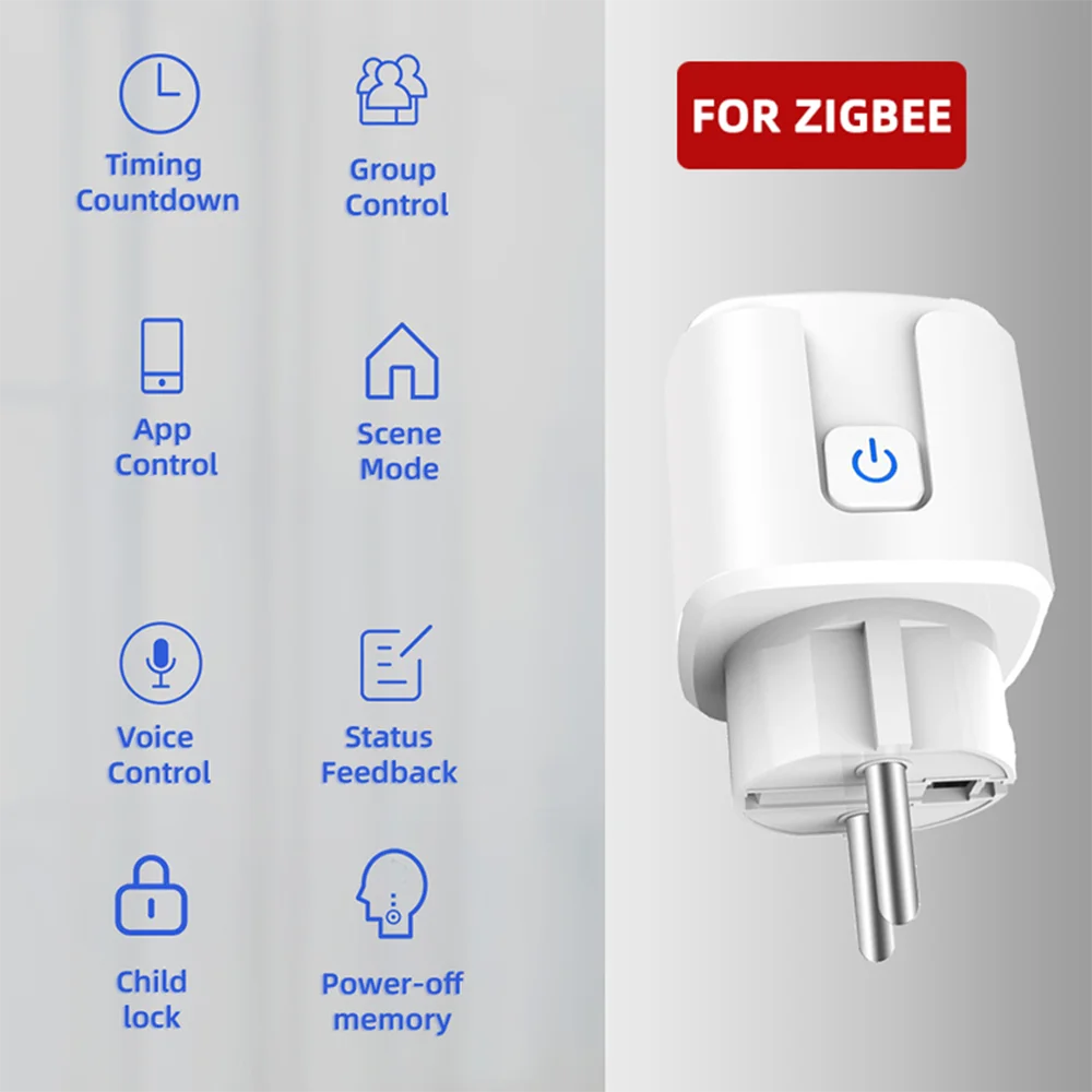 TUYA 16A Zigbee Smart Socket EU Plug Power Monitor Zigbee Gateway is Required Smart Home Timer Automation Via Alexa Google