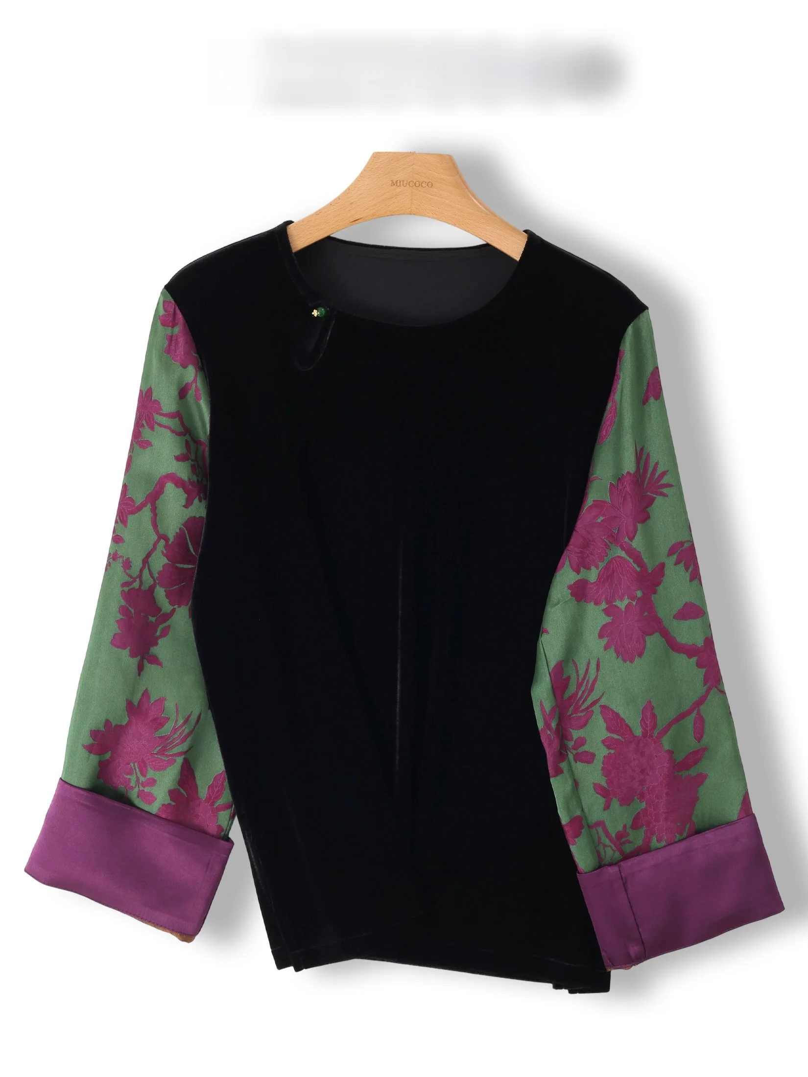 

Новая модная женская блузка в китайском национальном стиле: бархатный пэчворк, шелковая вышивка цветами, топ в стиле Тан