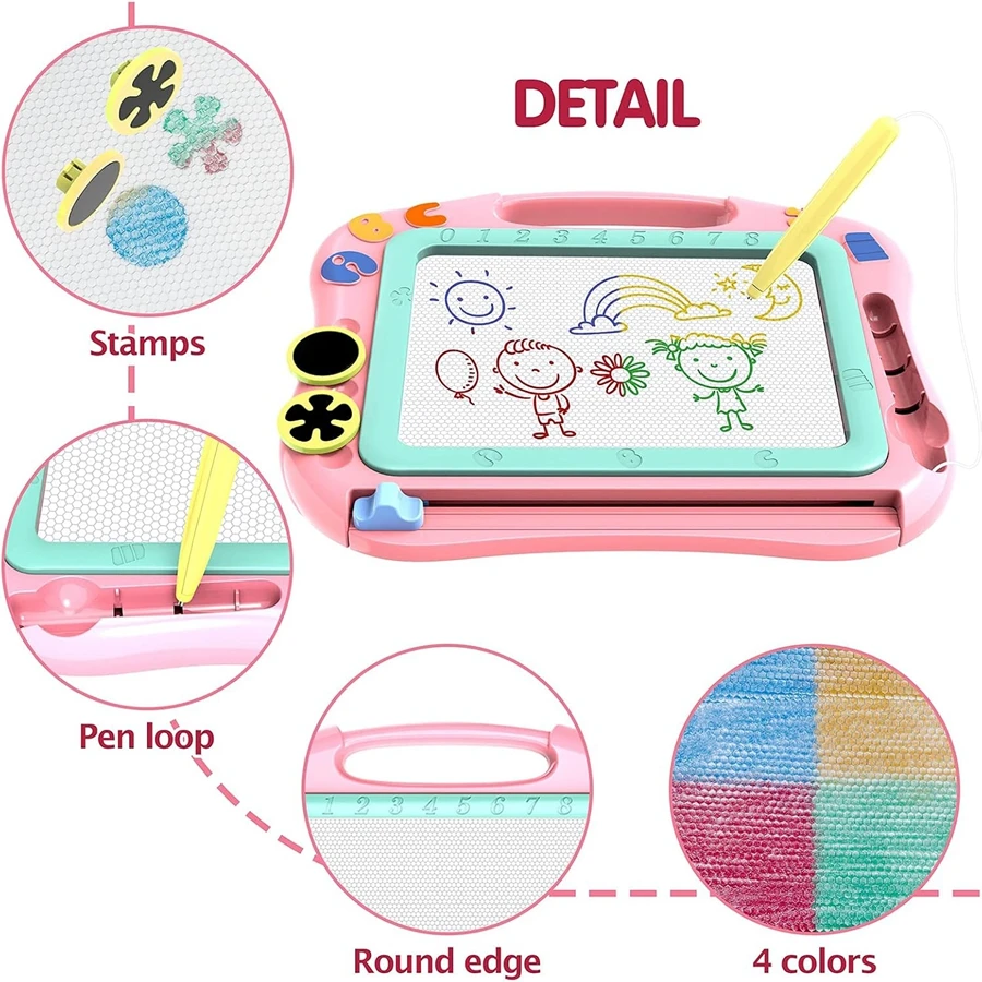 Magnetisches Zeichenbrett für Kleinkinder, großes Doodle-Brett mit Magnetperlen und Stift, Doodle-Brett, Lernspielzeug, Geburtstagsgeschenke