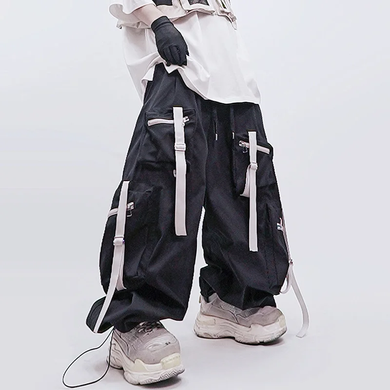 Luzhen original hip-hop streetwear solto multi bolsos decorar calças casuais 2025 americano na moda perna larga calças masculinas jy2952